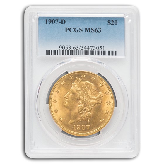 1907-D $20 Liberty Gold Double Eagle MS-63 PCGS 1907-D $20 Liberty Gold Double Eagle MS-63 PCGS